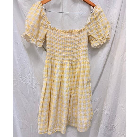 Charlie Holiday Sienna Dress Yellow Gingham US 8 Spring Romantic Picnic Fairy - Picture 3 of 6